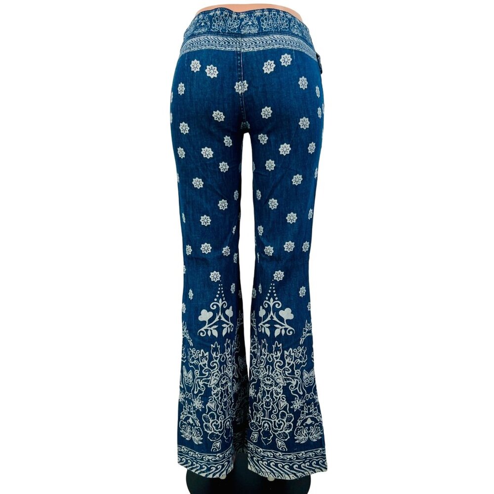 Free People Bohemian Printed Bell Bottom Flare Jeans - Picture 9 of 16